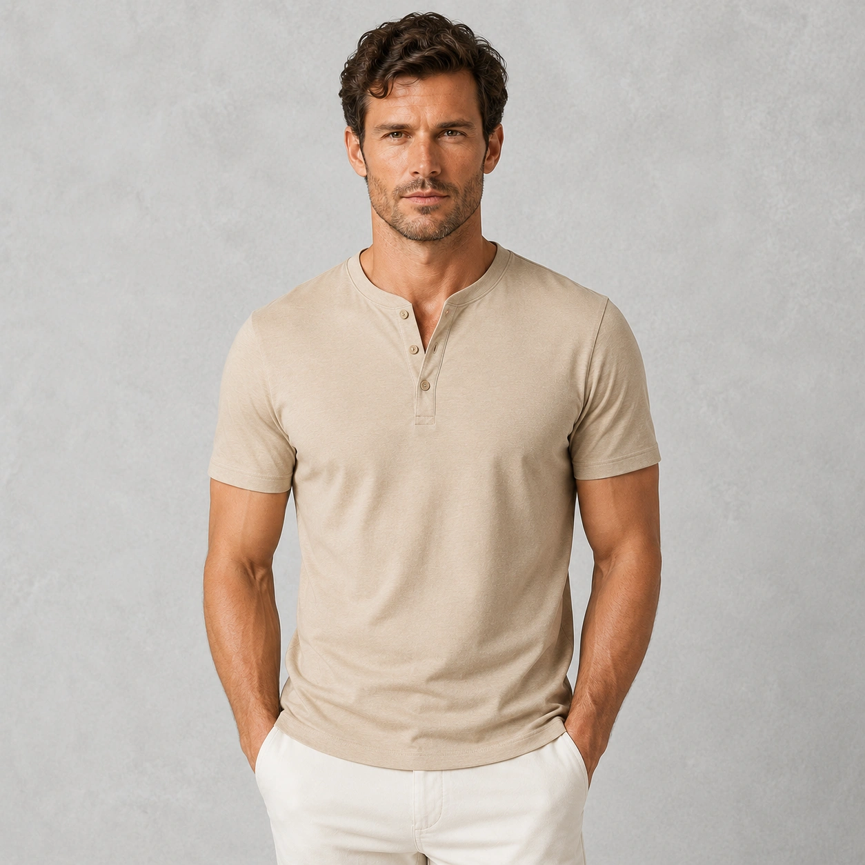 Camisa Henley Bege